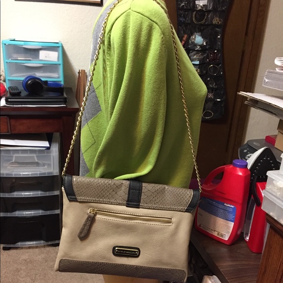 Faux reptile tan, cream and black Steve Madden bag - Picture 2 of 5